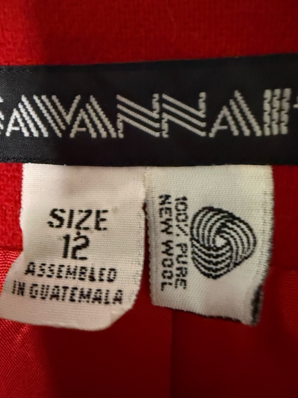 Savannah 100% wool Red Single-Button Classic Blazer Misses 12 - Picture 4 of 5